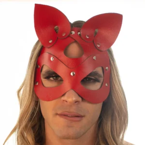 Máscara gatitx de cuero roja